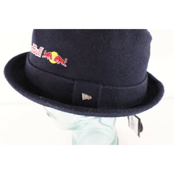 New New Era EK Collection 2015 Red Bull Spell Out Wool Fedora Bowler Hat Navy M - Picture 3 of 9